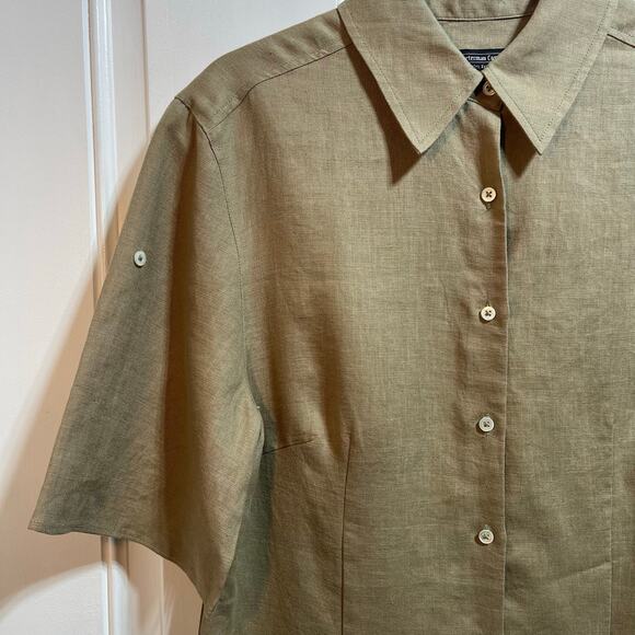 Vintage The J. Peterman Company 100% Linen Midi Dress Button Front Women's 8 - Picture 5 of 7